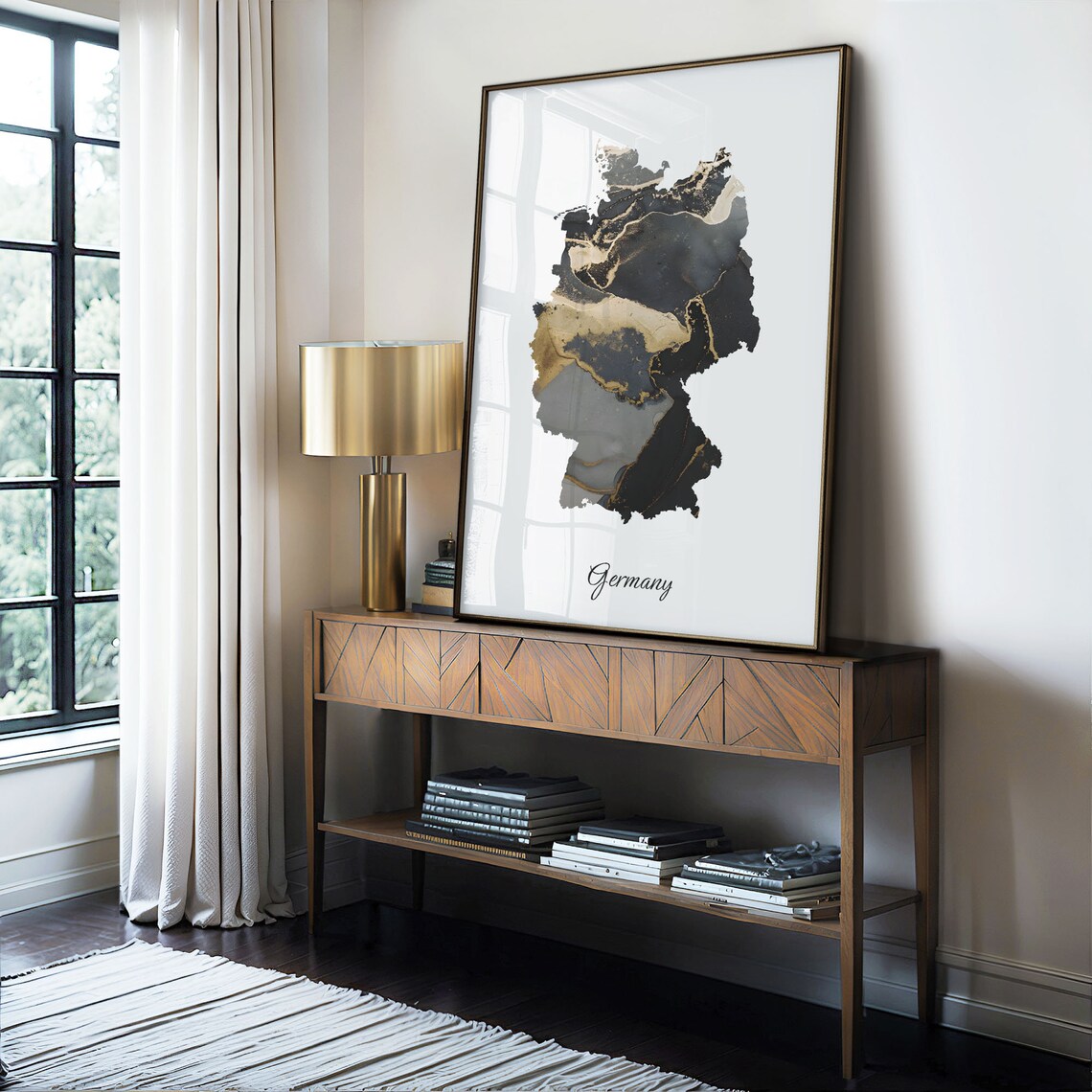 Germany Marble Map Poster Black And Gold Country Artwork Elegant Home Decor - Image 4
