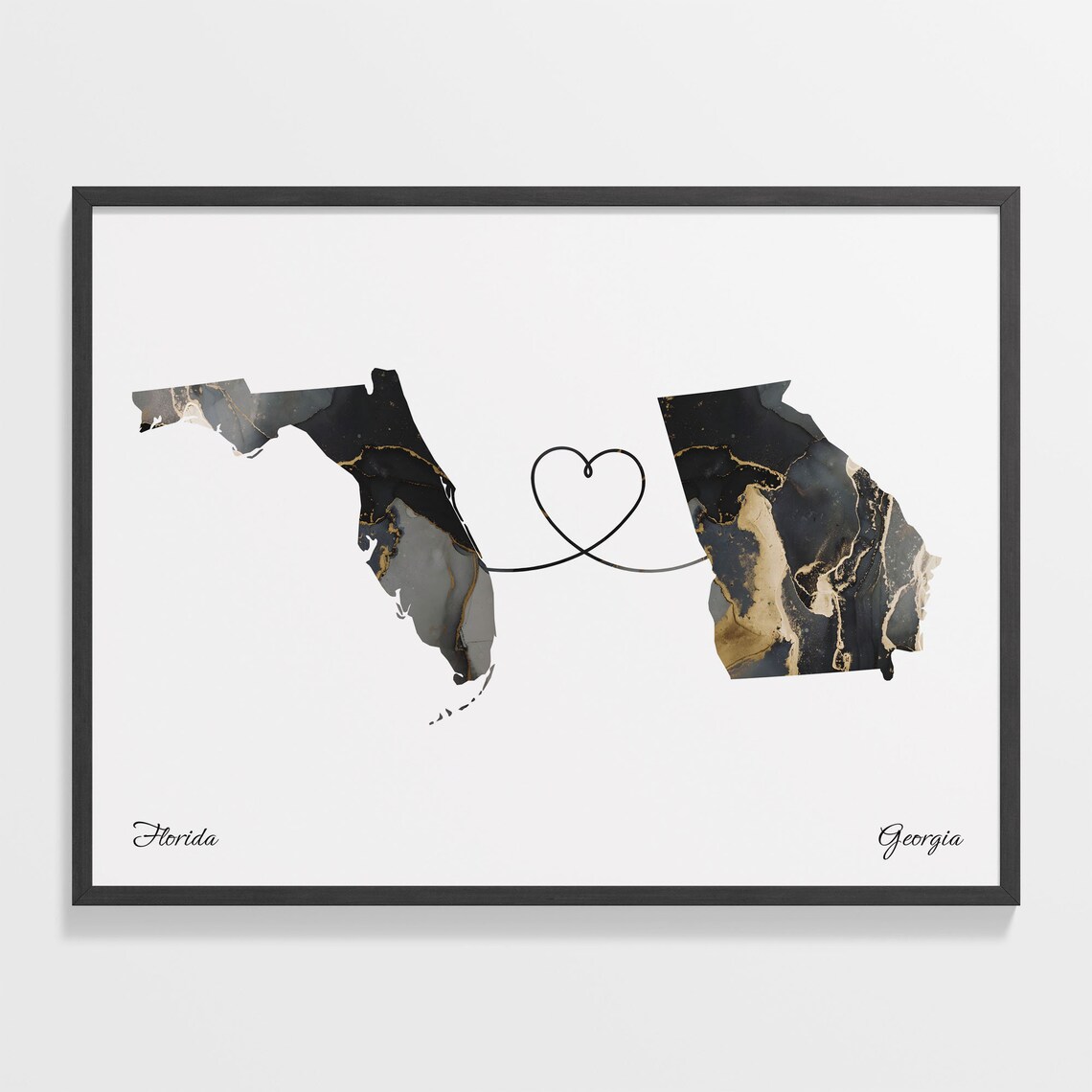Florida to Georgia Travel Map Poster