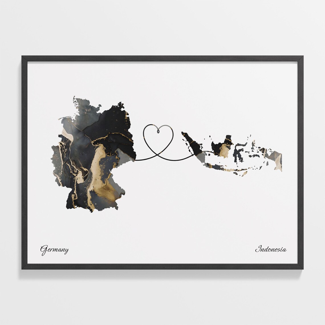 Germany To Indonesia Two Countries Map Travel Poster