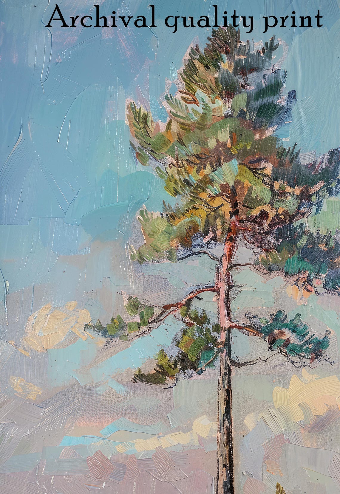 Tree Tree Oil Painting Tree Artwork Evergreen Tree Art Nature Painting Landscape Painting - Image 3
