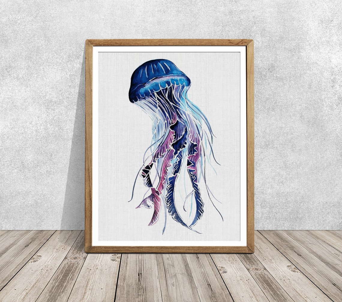Jellyfish Watercolor Art Print, Bathroom Wall Decor - Image 4
