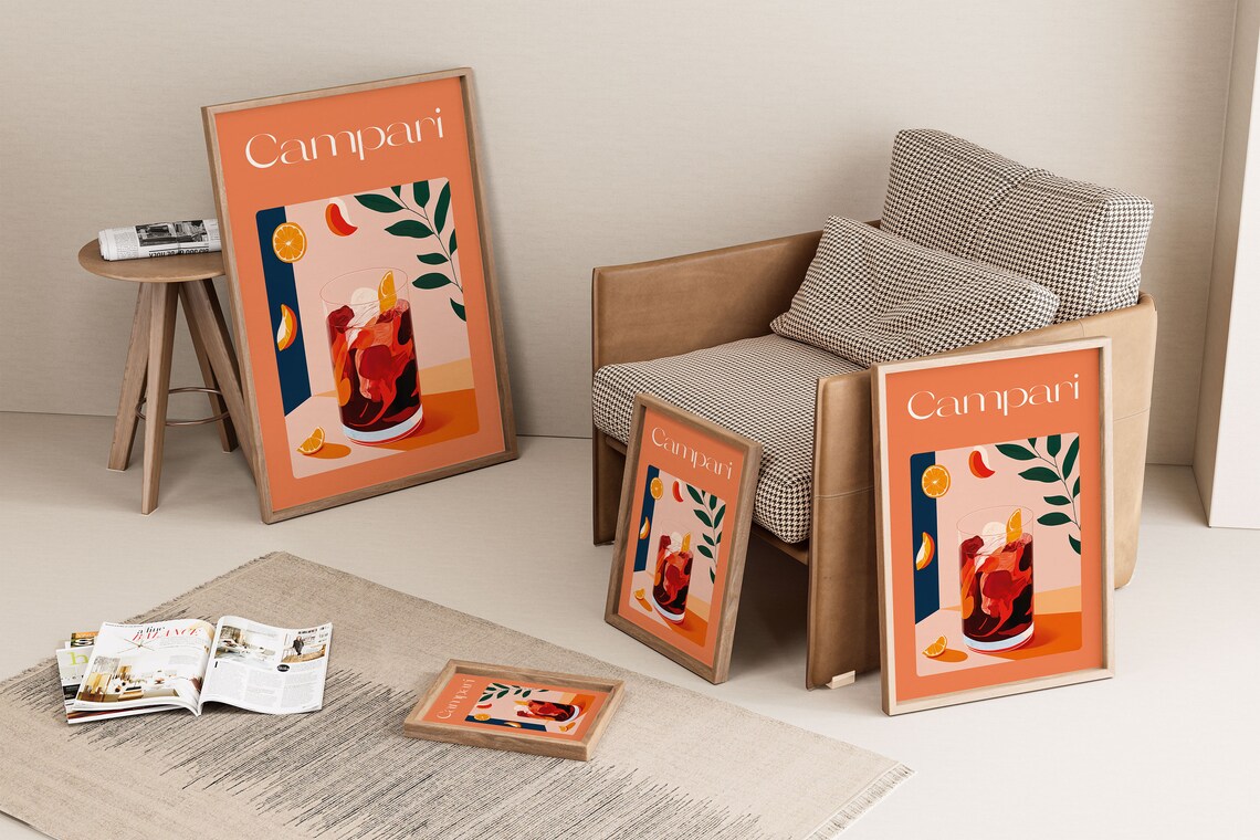 Campari Cocktail Red Drink Orange Citrus Retro Bar Art Poster - Image 2
