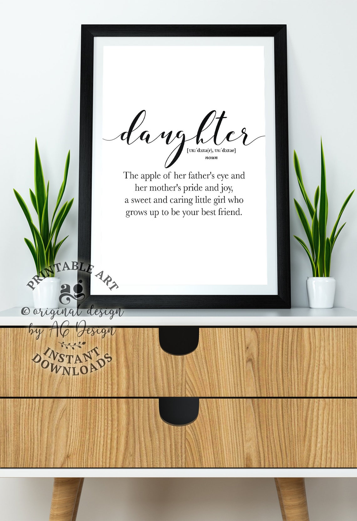 Daughter Definition Dictionary Style Sentimental Family Poster - Image 2