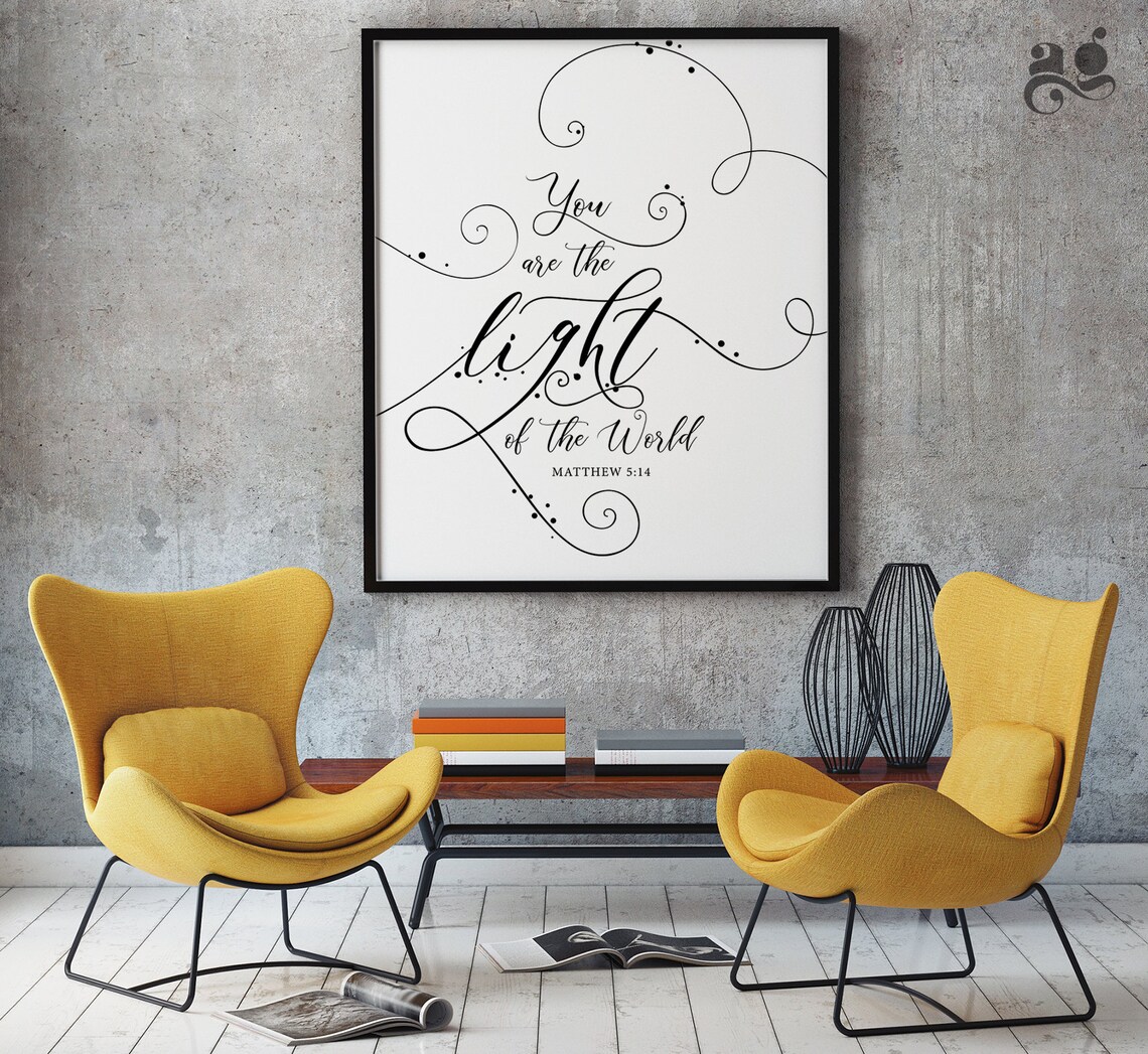 You Are the Light of the World Matthew 5:14 Calligraphy Poster - Image 2