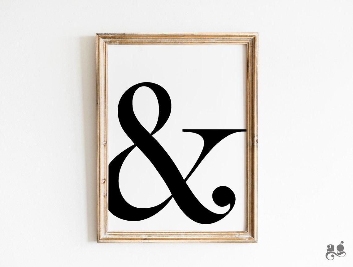 Black and White Giant Ampersand Symbol Minimalist Modern Art Poster - Image 3