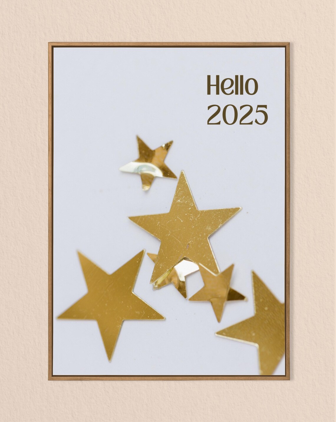 Hello 2025 Golden Stars Metallic Celebration Festive New Year Poster - Image 2
