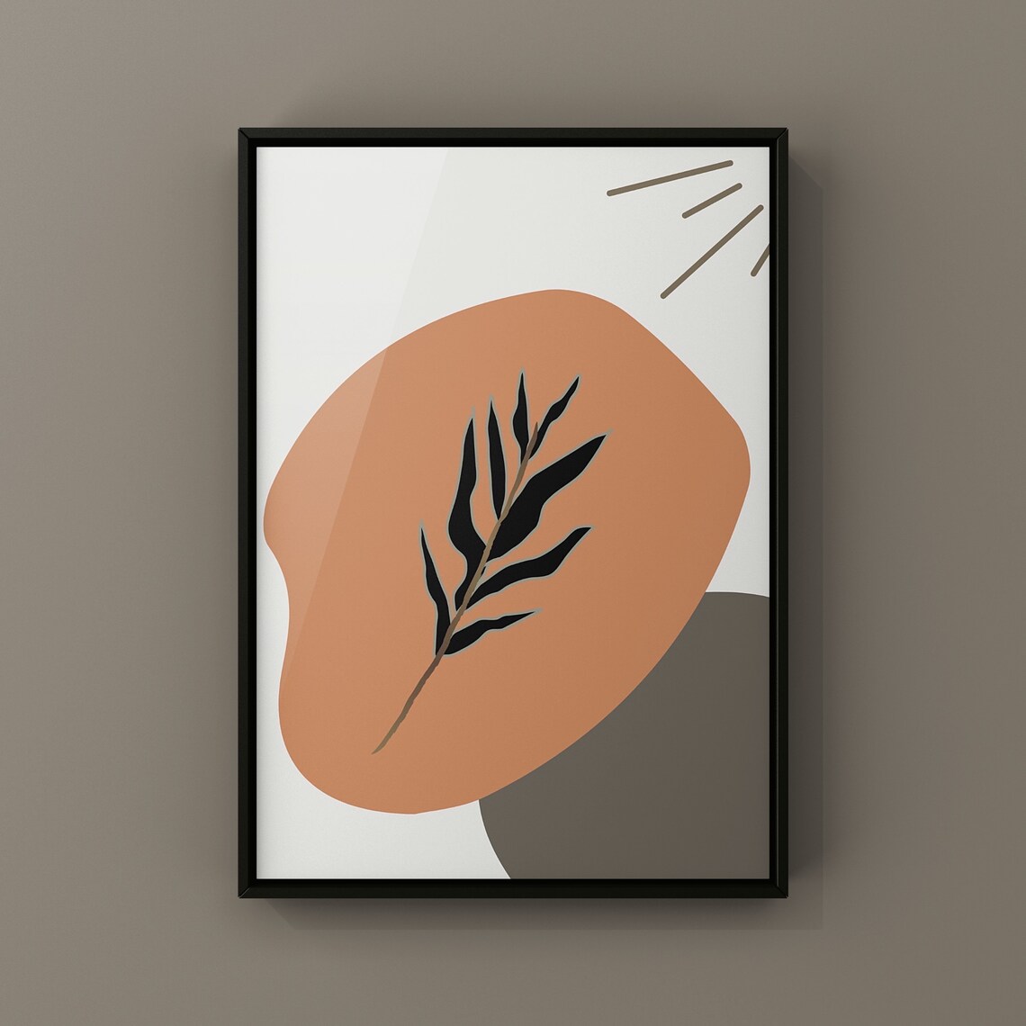 Boho Abstract Leaf Art, Earth Tones Decor - Image 3