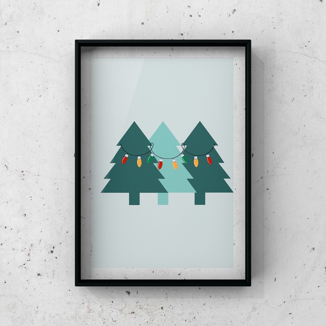 Christmas Tree Wall Art Decor, Festive Holiday Lights