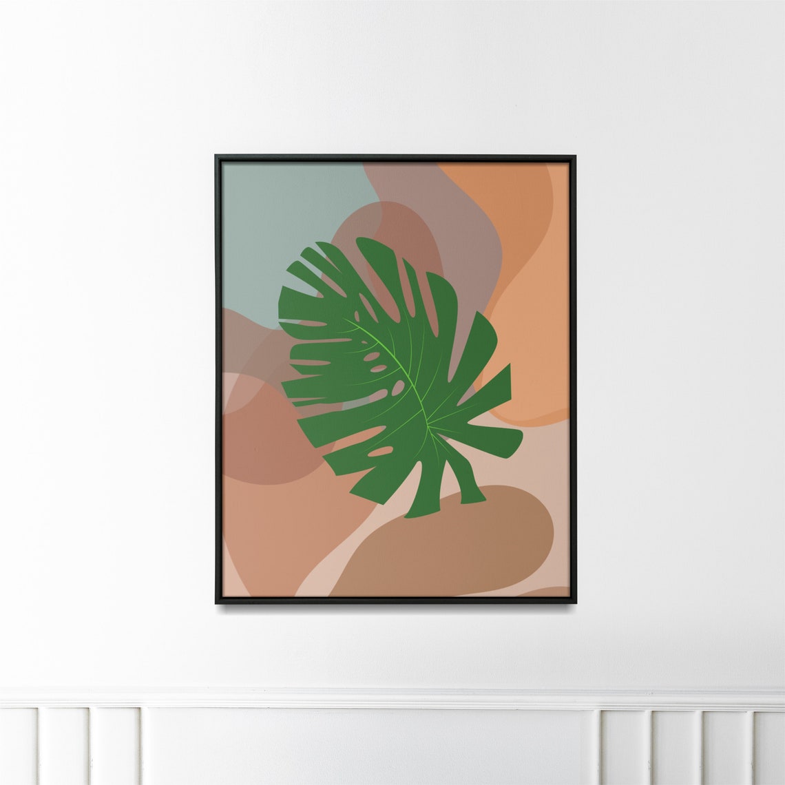Boho Botanical Wall Art Tropical Leaves Wall Print Modern Mid Century Neutral Art Monstera Leaf Housewarming Gift