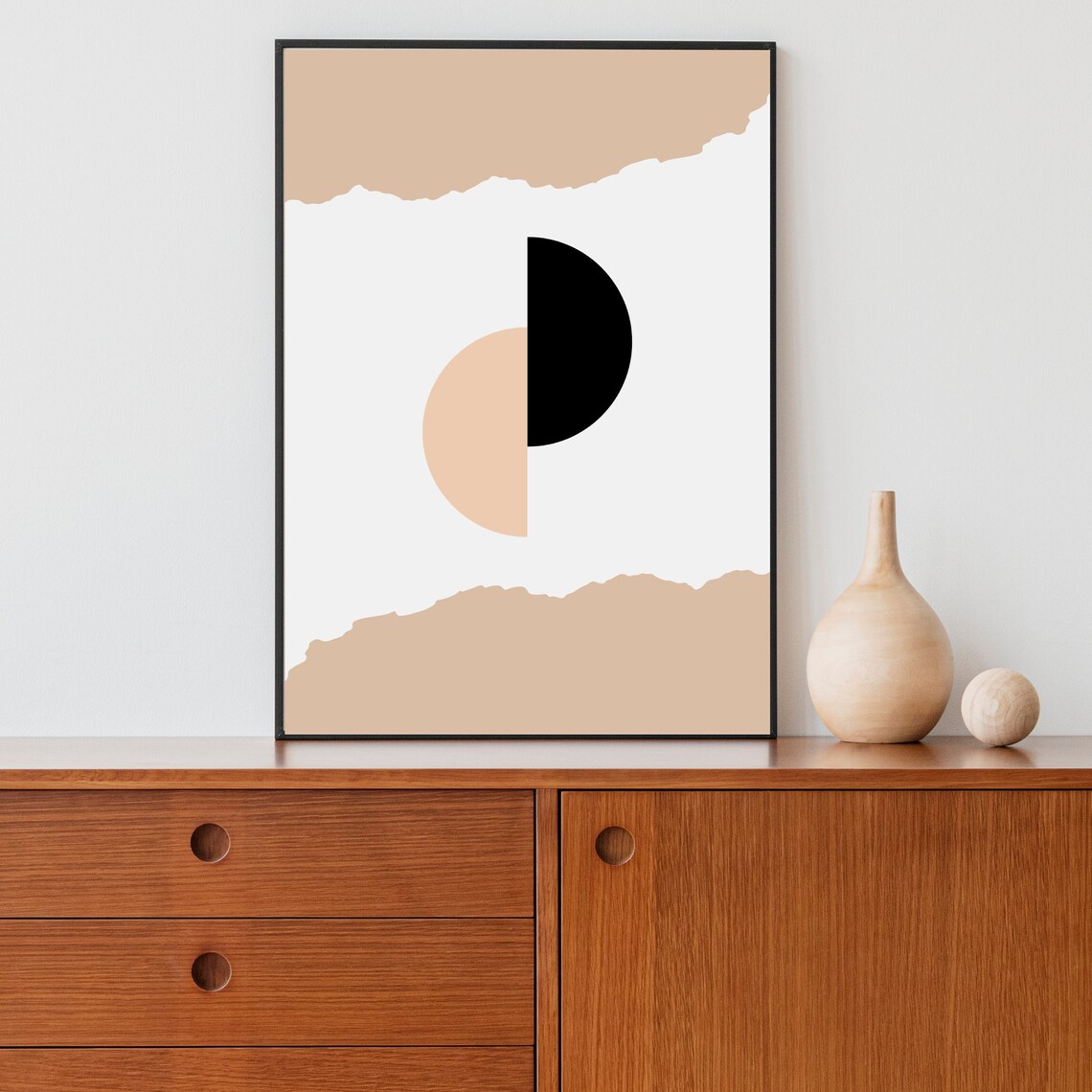 Geometric Boho Wall Art, Abstract Half Circles - Image 2