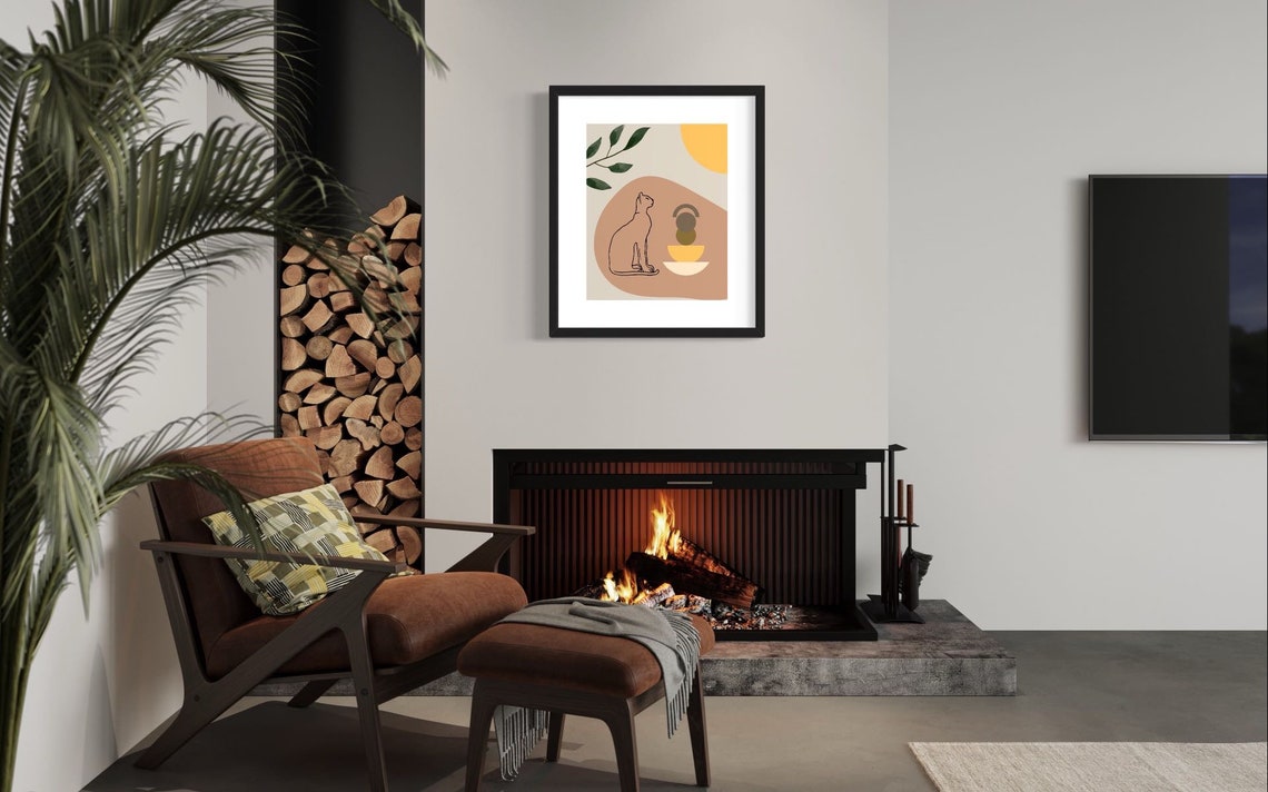Boho Cat Art Print, Boho Bedroom Decor - Image 2