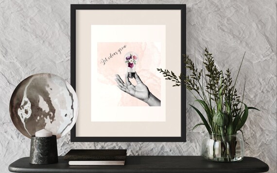 Let Ideas Grow Lightbulb Flowers Hand Collage Motivational Poster
