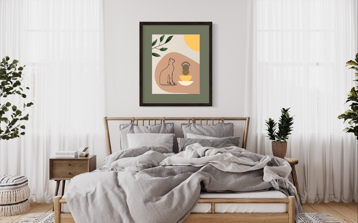 Boho Cat Art Print, Boho Bedroom Decor - Image 3