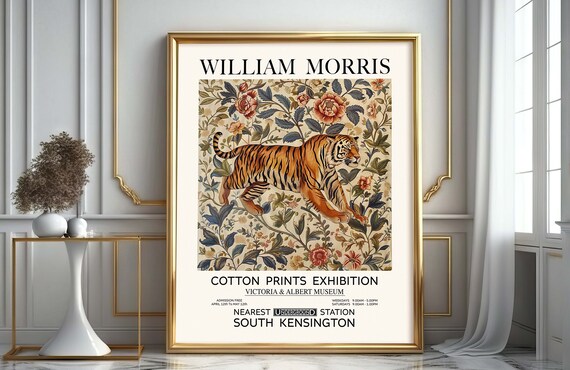 William Morris Tiger Print Vintage Floral Exhibition Poster