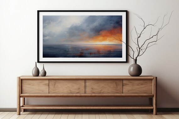 Dark Seascape Print Moody Coastal Sunset Wall Art