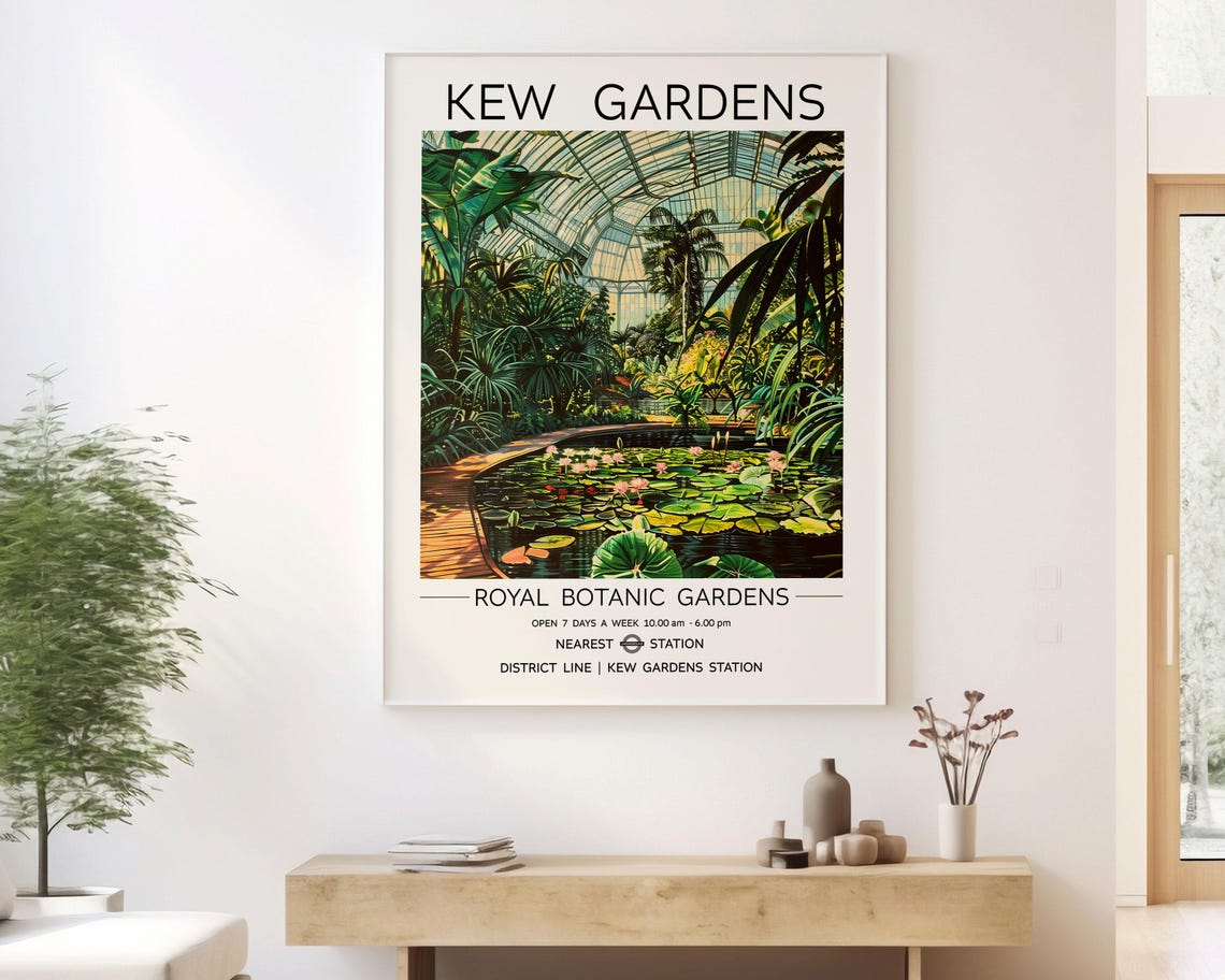 Kew Gardens Palm House Waterlily Pond Royal Botanic Gardens Poster