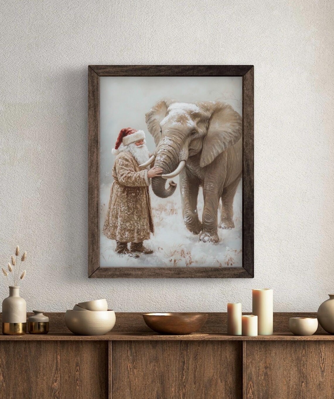 Santa And Elephant Reunion Christmas Art Print - Image 5