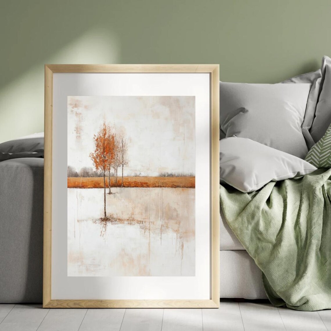 Abstract Winter Landscape Burnt Orange Tree Minimalist Farmhouse Poster - Image 5