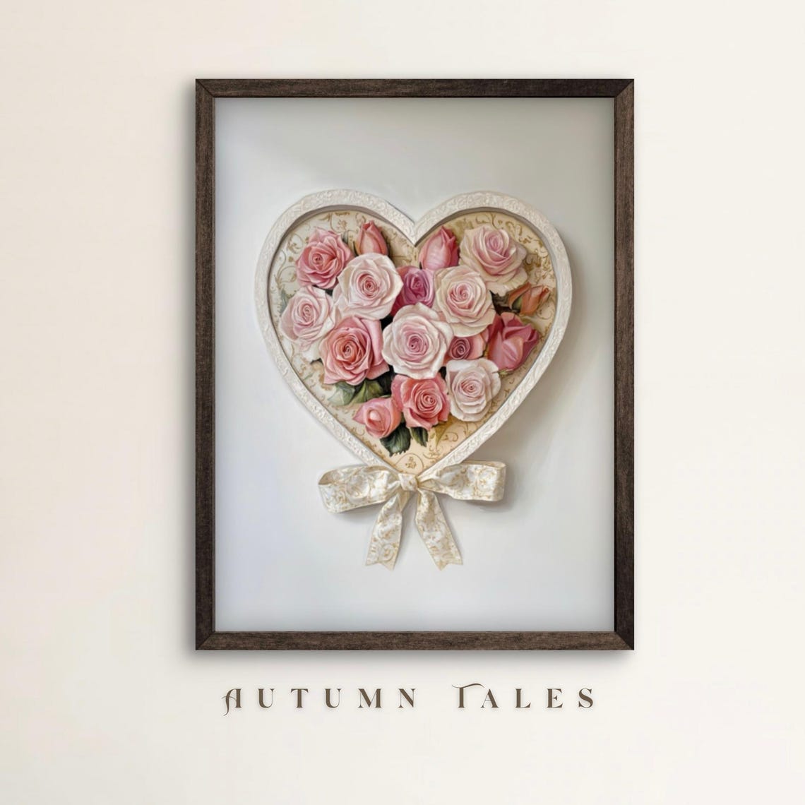Heart Shaped Rose Box Pink Roses Valentines Romantic Art Poster