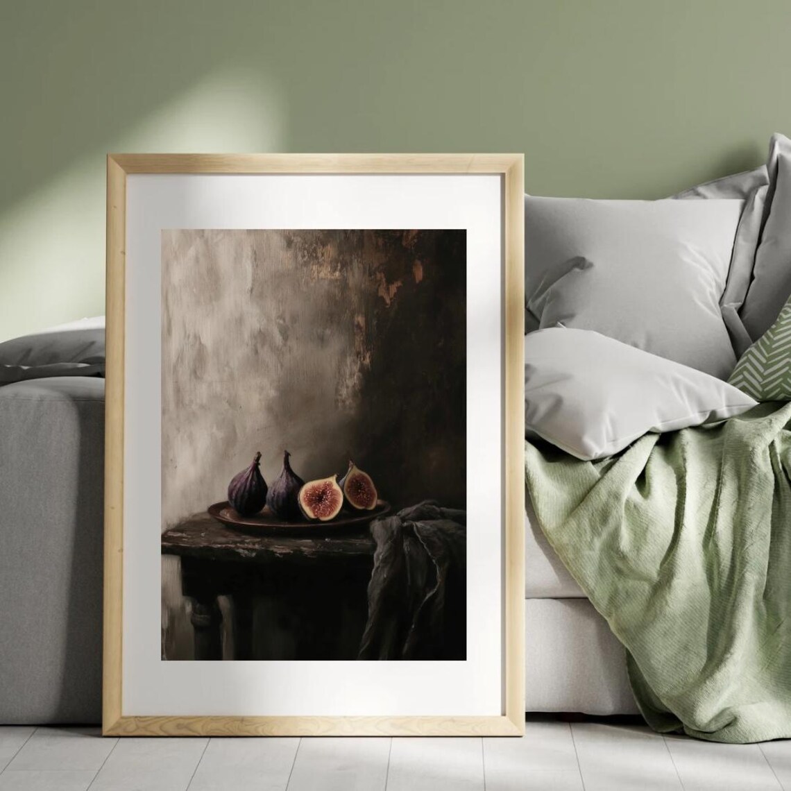 Figs and Black Tea Towel Art Print, Farmhouse Kitchen - Image 4