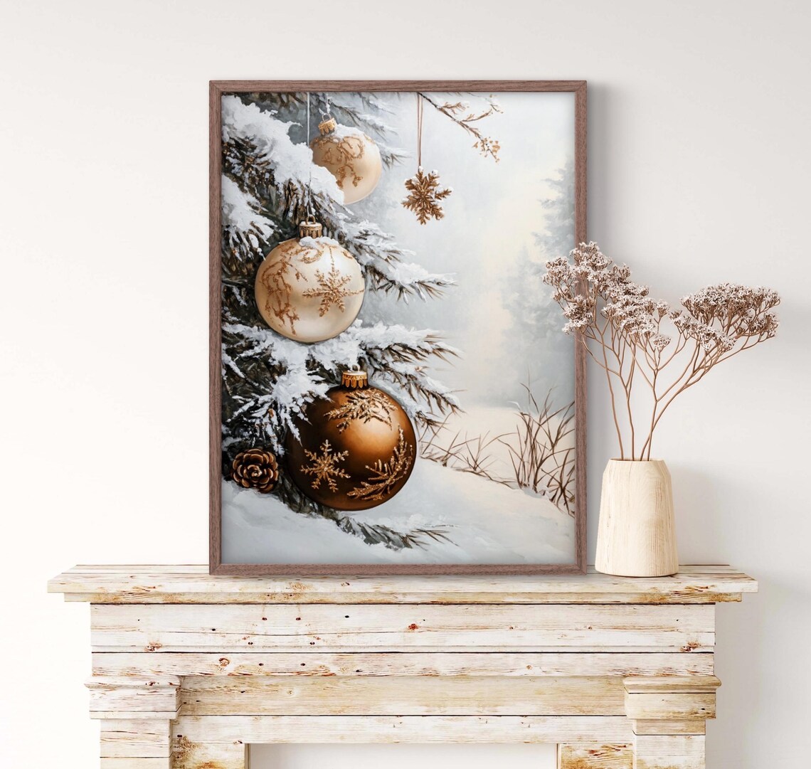 Pine Tree Christmas Art Print, Winter Forest Landscape - Image 3