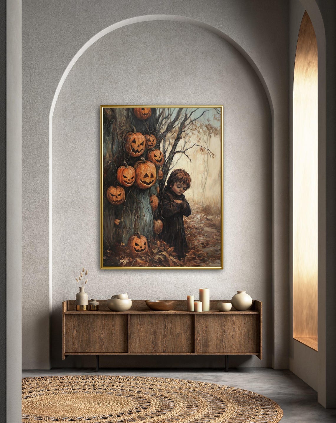 Spooky Halloween Jack O Lantern Tree Boy Dark Academia Fall Poster - Image 5