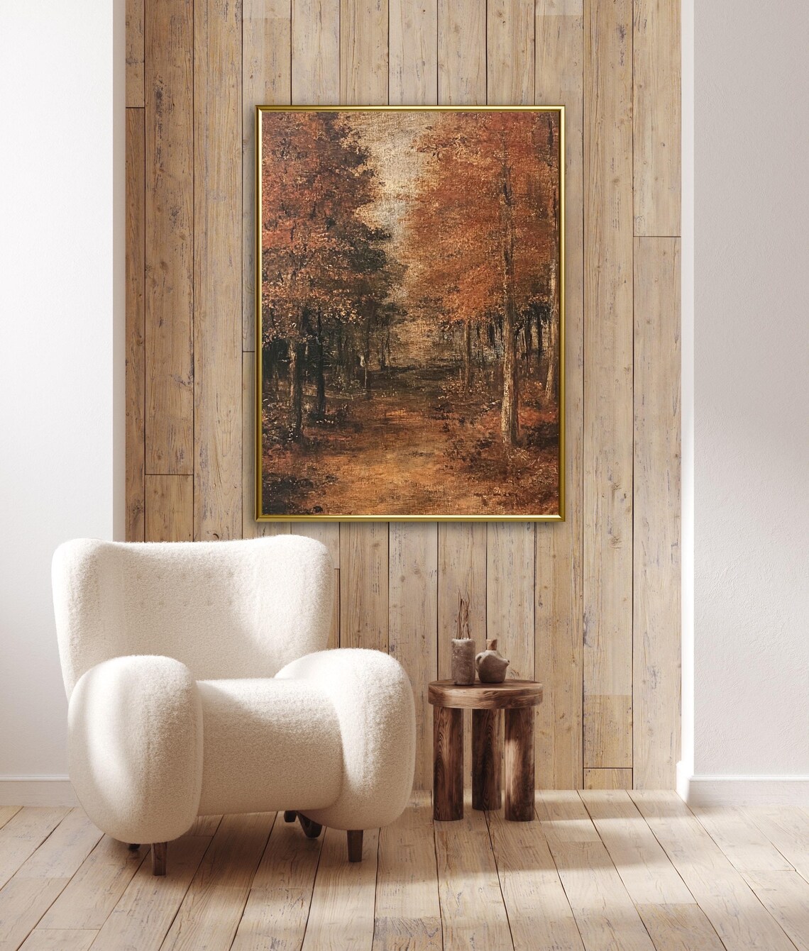 Rustic Autumn Forest Path with Golden Trees Vintage Oil Painting Wall Art Poster - Image 6