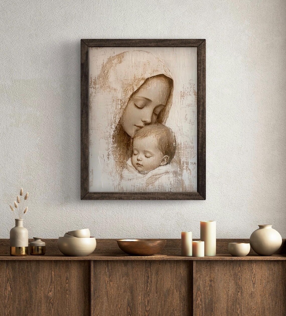 Vintage Virgin Mary and Baby Jesus Nativity Art Print - Image 6