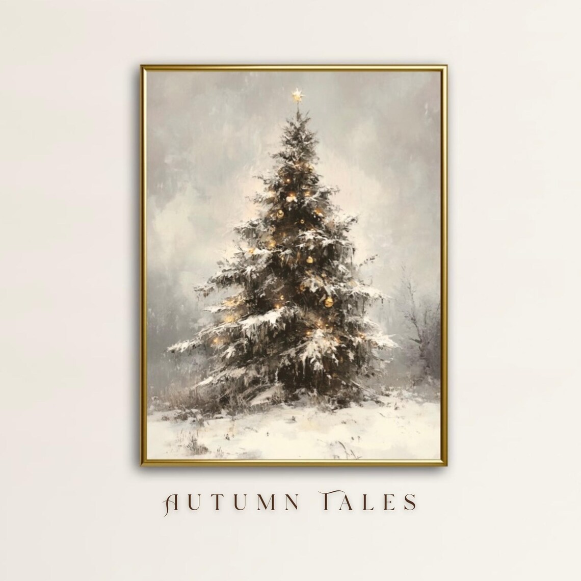 Christmas Tree Art Print, Moody Dark Academia