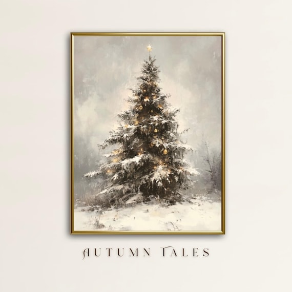 Christmas Tree Art Print, Moody Dark Academia