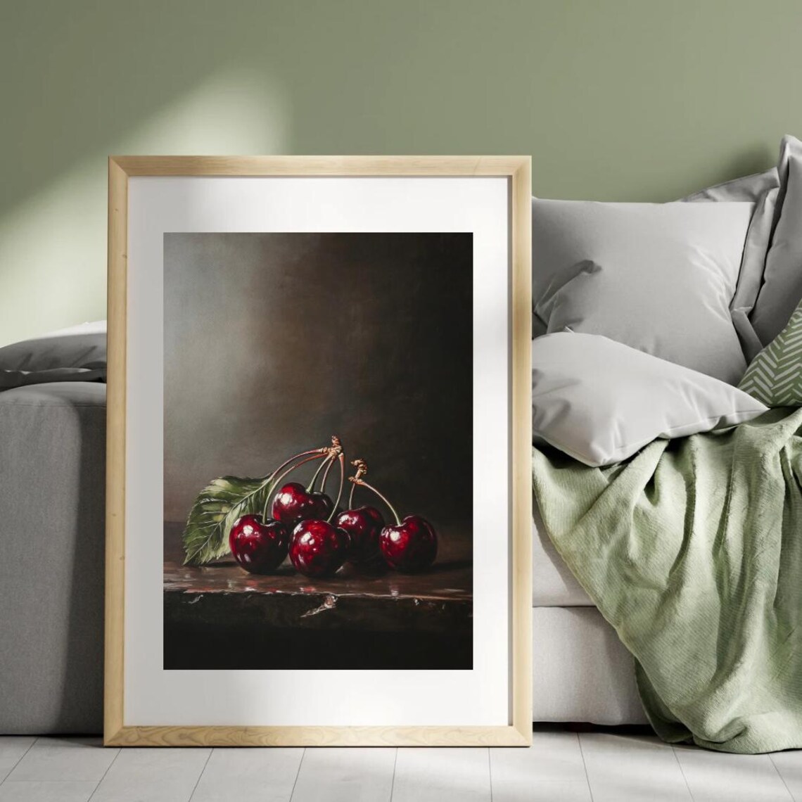 Moody Cherry Fruit Art Print, Rustic Farmhouse Kitchen - Image 4