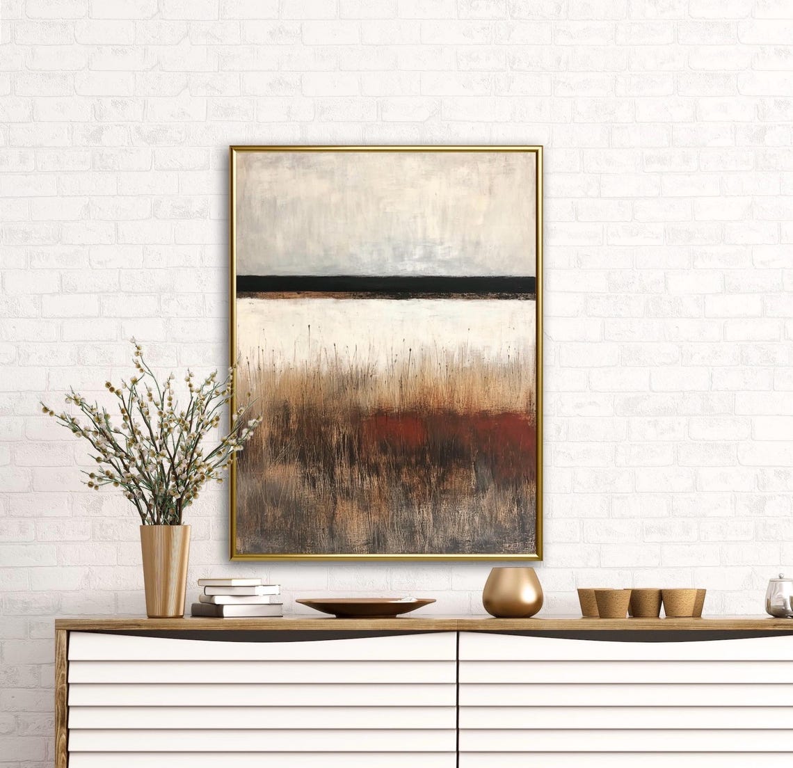 Abstract Fall Landscape Wabi Sabi Earth Tone Minimal Art Poster - Image 2