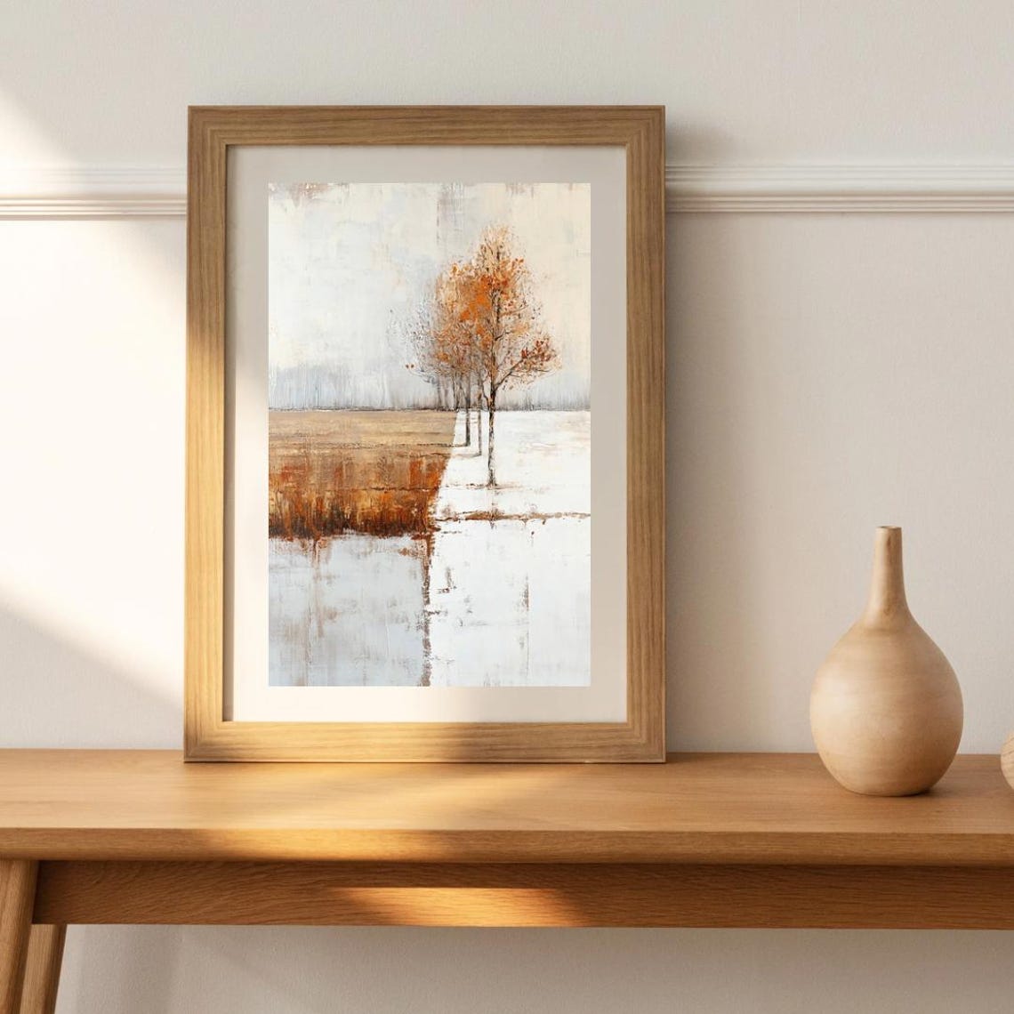 Abstract Lone Orange Tree Between Autumn And Winter Art Print - Image 4