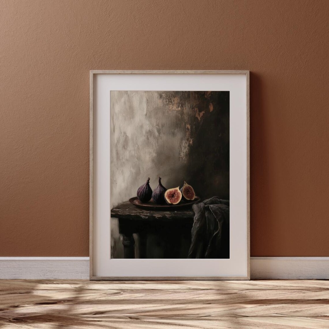 Figs and Black Tea Towel Art Print, Farmhouse Kitchen - Image 5