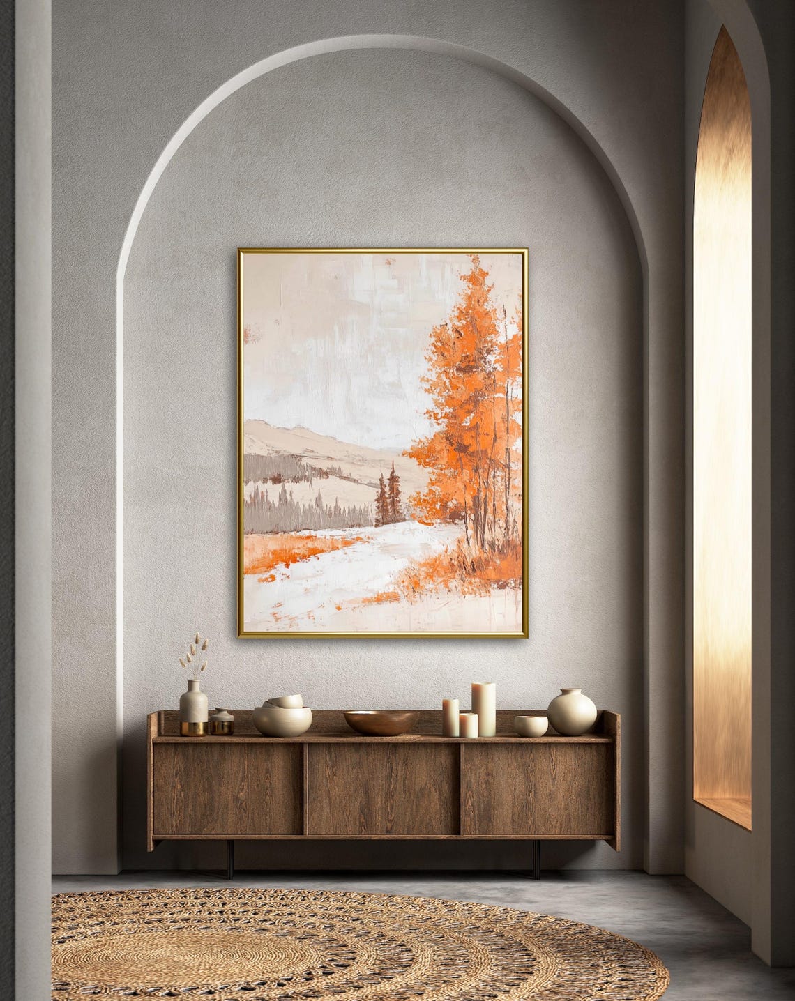 Autumn Tales Forest Path Orange Trees Fall Landscape Art Poster - Image 2