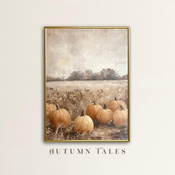 Autumn Tales Pumpkin Harvest Field Vintage Rustic Fall Decor Poster