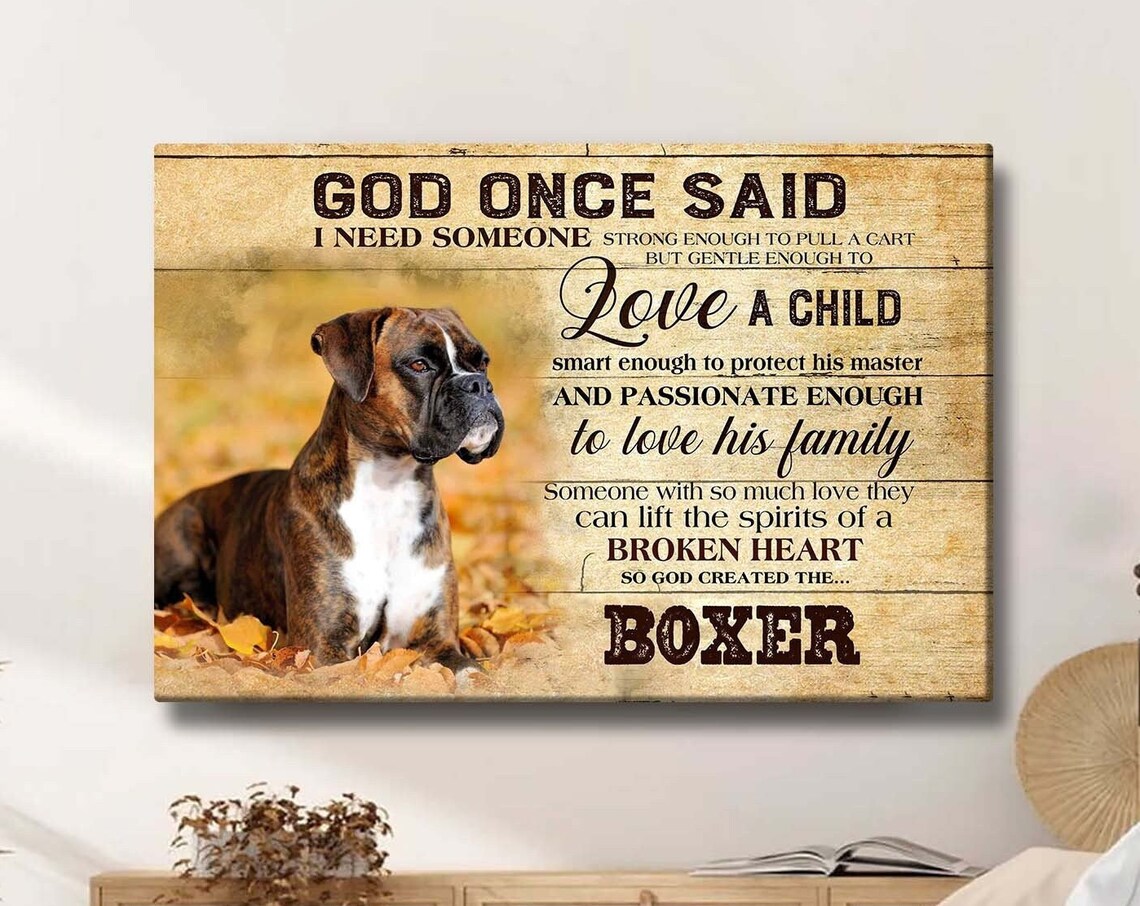 Boxer Dog Art Print, Faith-Based Dog Wall Art