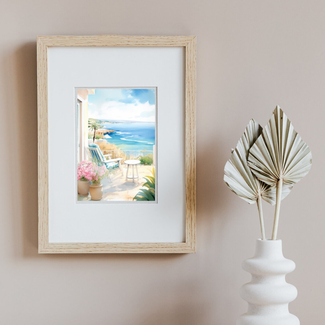Cyprus Watercolor Seaside Poster, Mediterranean Coast - Image 2