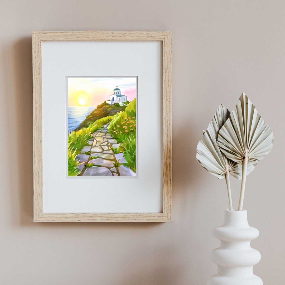 Sifnos Chapel on a Cliff at Sunset over the Aegean Sea Poster - Image 2