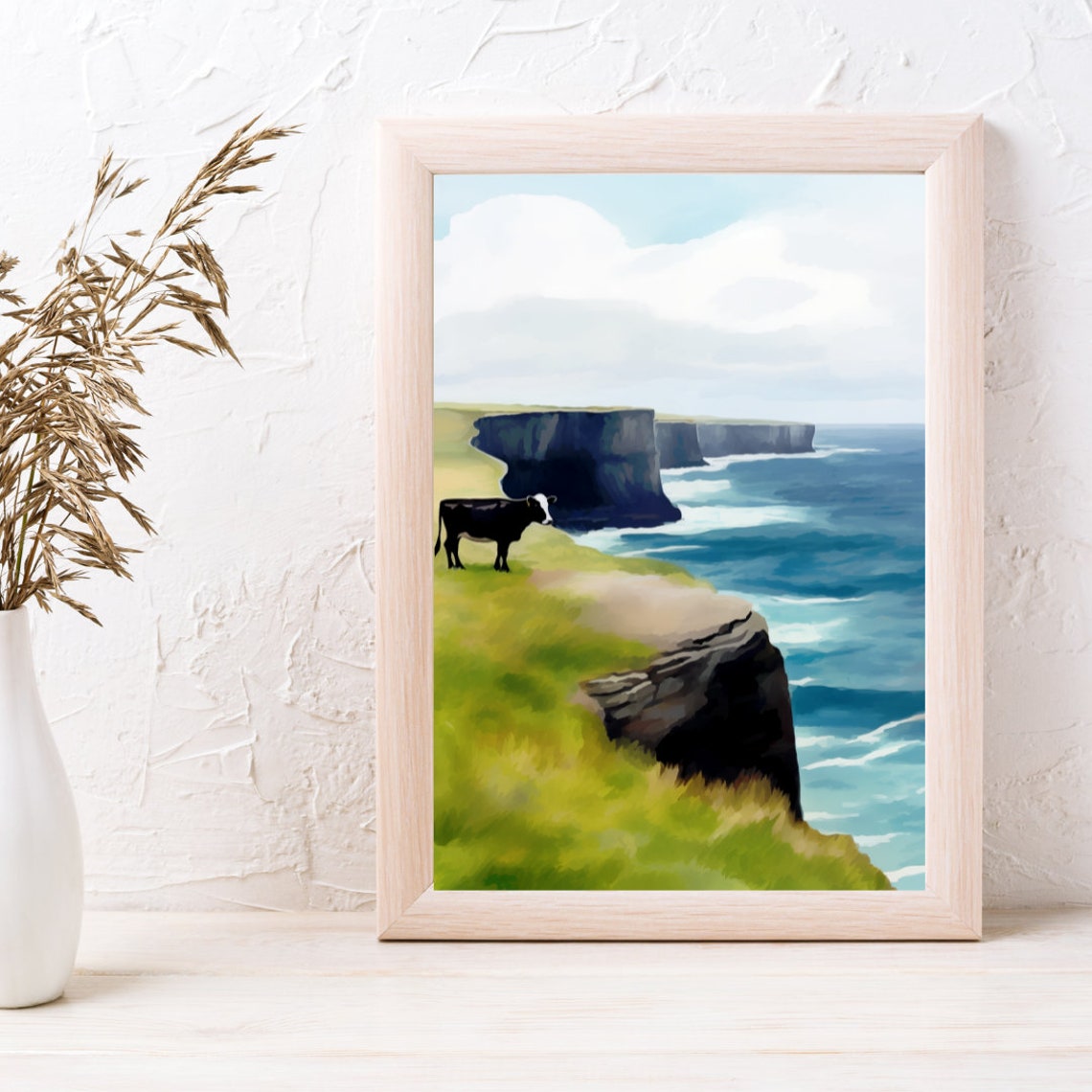 Inishmore Black Cow Sea Cliffs Atlantic Coast Watercolor Poster - Image 3