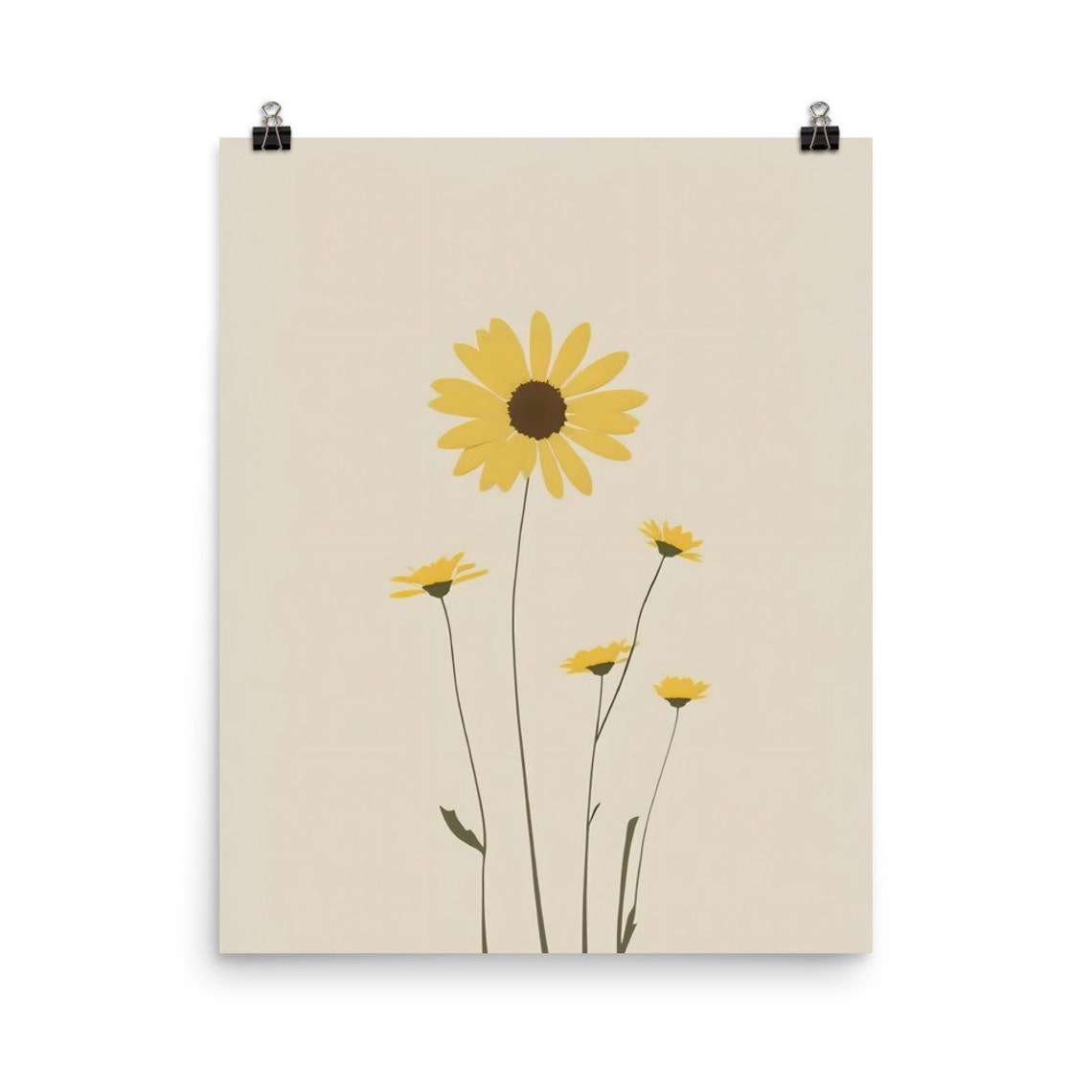 Minimalist Yellow Daisy Watercolor Botanical Wall Decor Poster