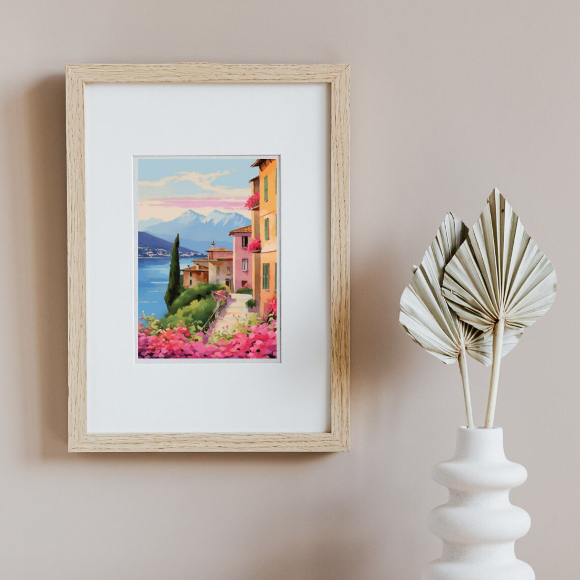 Lake Garda Lakeside Path with Colorful Houses and Cypress Poster - Image 3