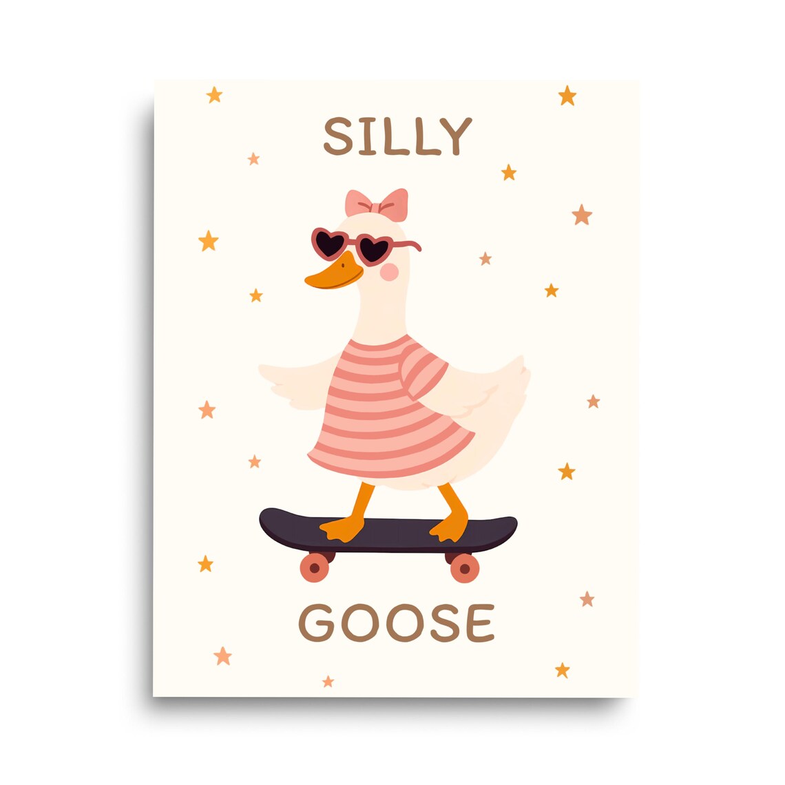 Silly Goose Girl Print, Cute Nursery Wall Art