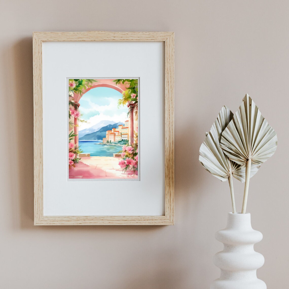 Lake Annecy Floral Arch View over Lakeside Village Watercolor Poster - Image 2