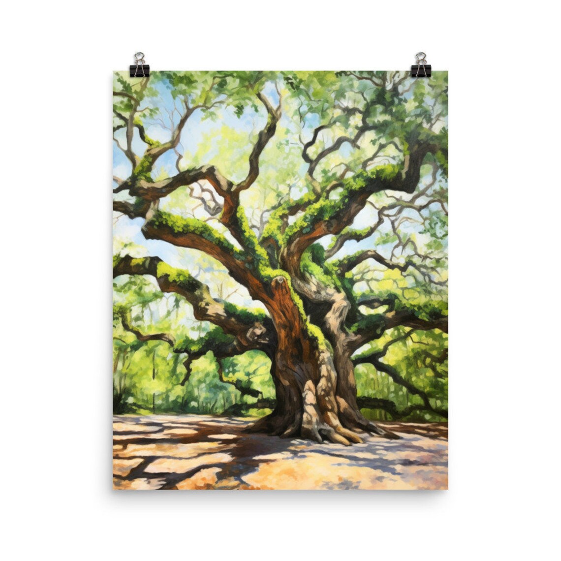 Angel Oak Watercolor Print, South Carolina Travel Poster