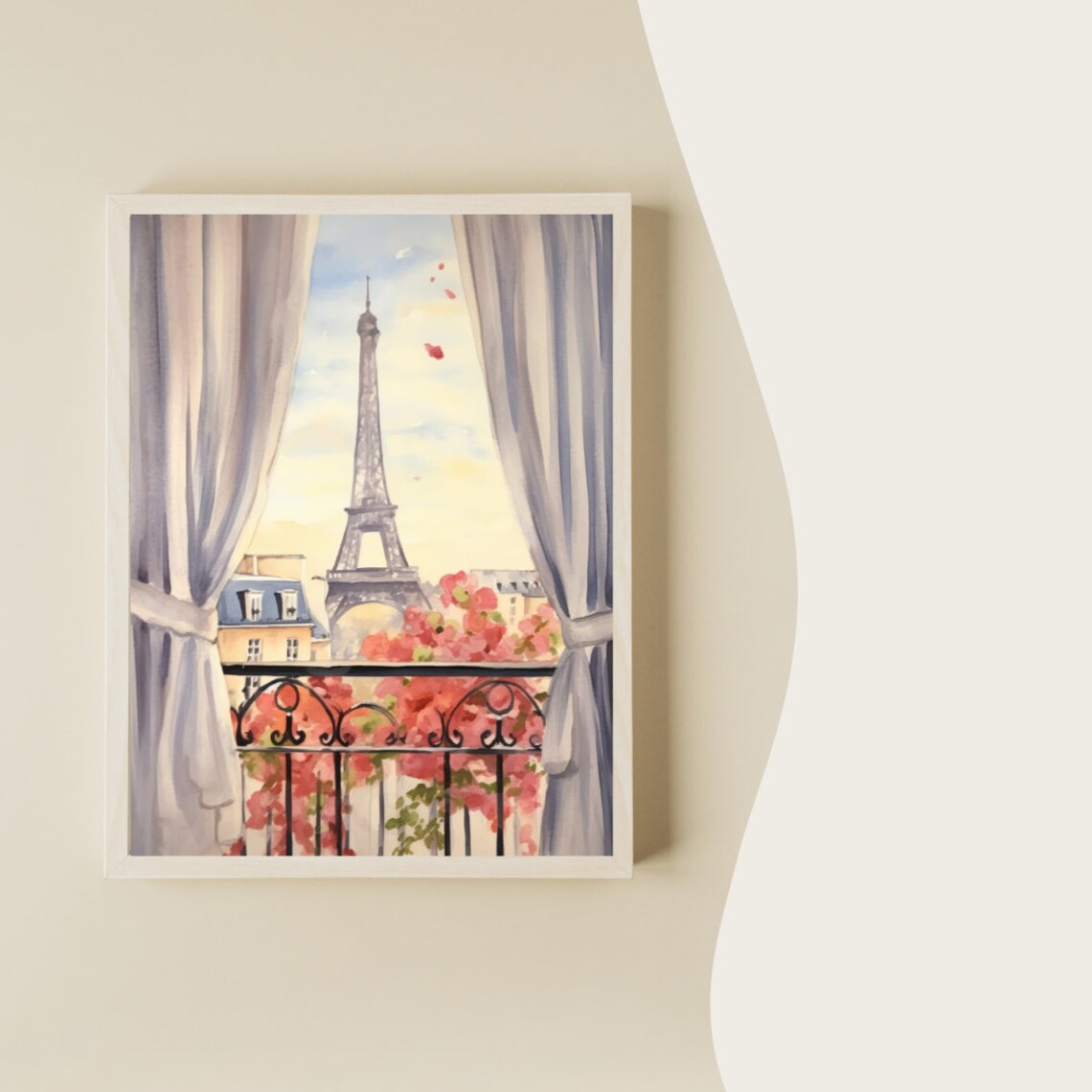Paris Watercolor Eiffel Tower Parisian Travel Poster - Image 2
