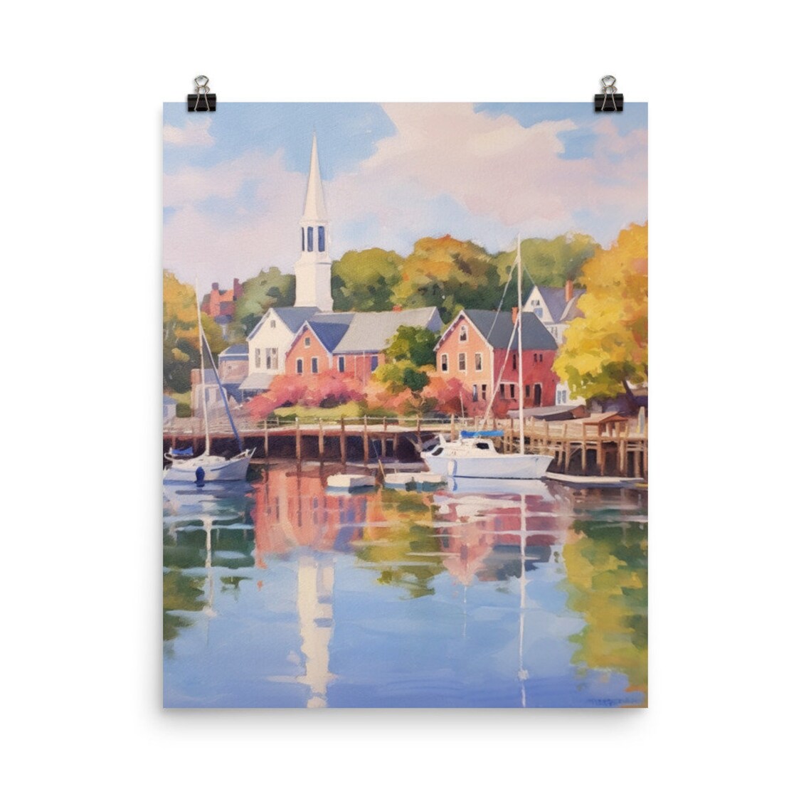 Portsmouth Watercolor Travel Poster, New Hampshire