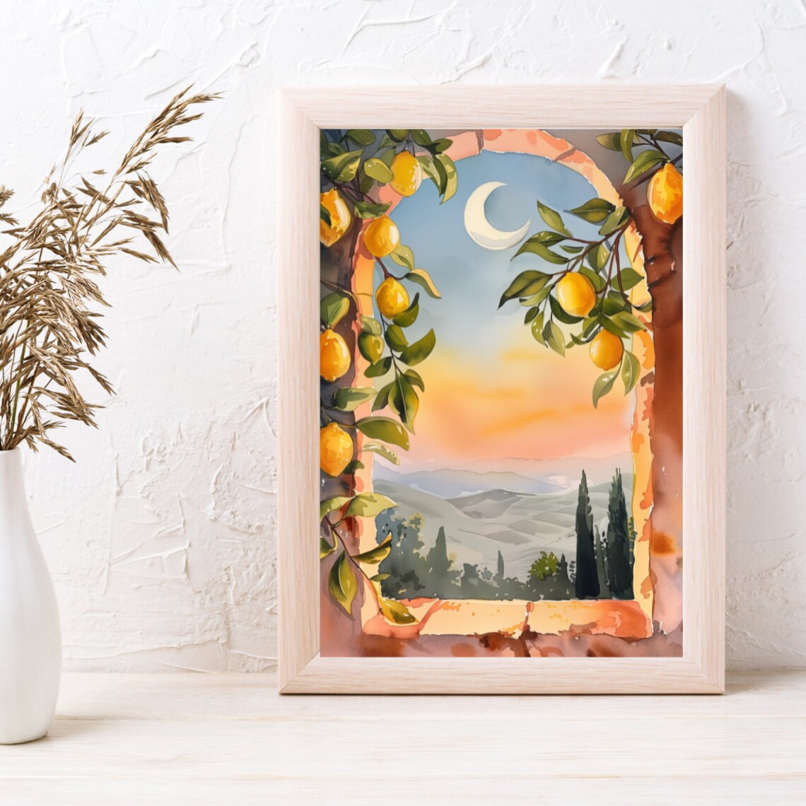 Lemon Tree Arch Watercolor Art Print, Mediterranean - Image 3