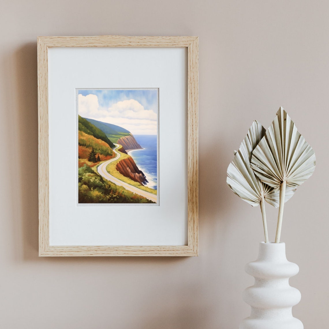Winding Coastal Cliff Road Through Autumn Forest Canada Poster - Image 2