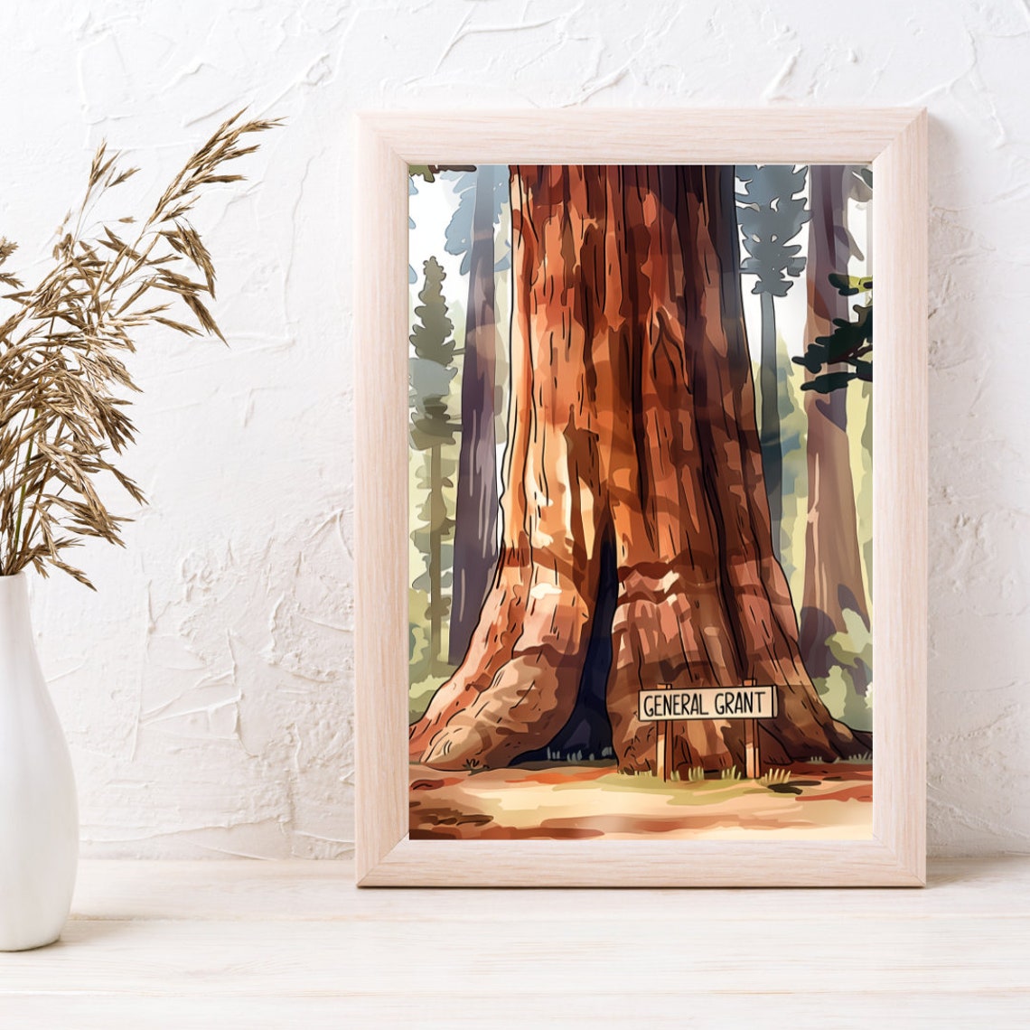 General Grant Giant Sequoia Tree With Trail Sign California Poster - Image 3